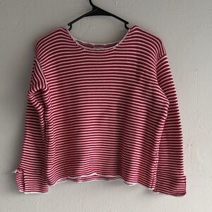 Frame Denim Red and White Striped Sweater